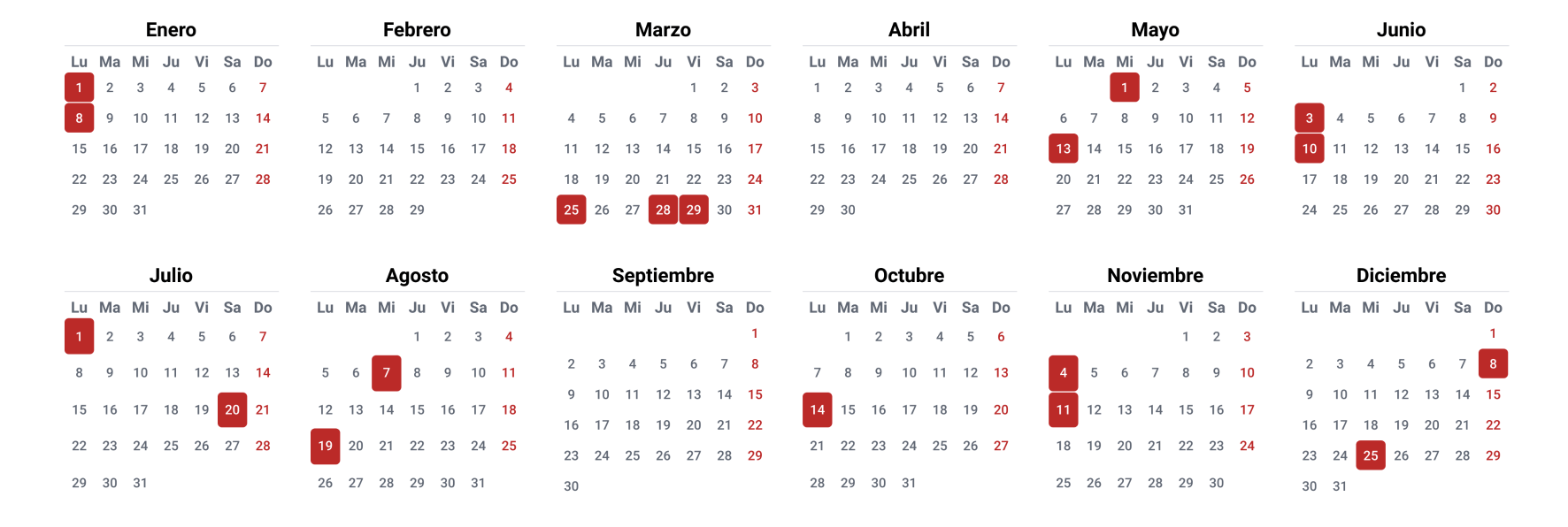Calendario de días festivos 2024 ¿Cuáles días festivos y cuántos