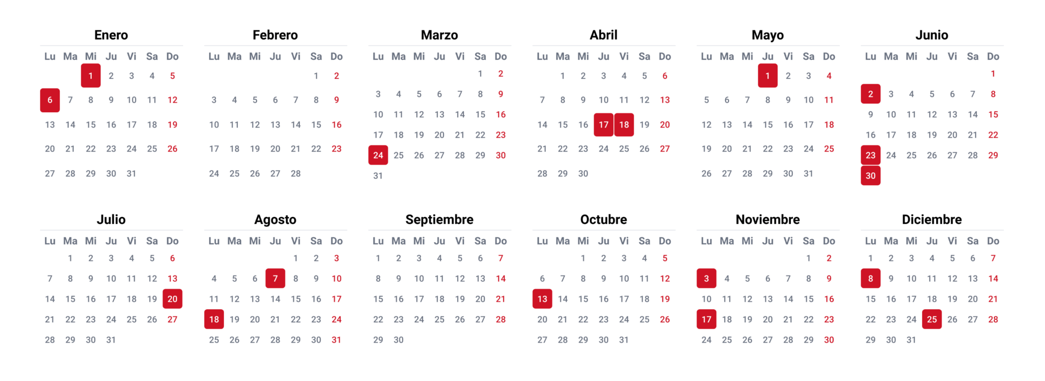 Calendario de días festivos 2025 ¿Cuáles días festivos y cuántos